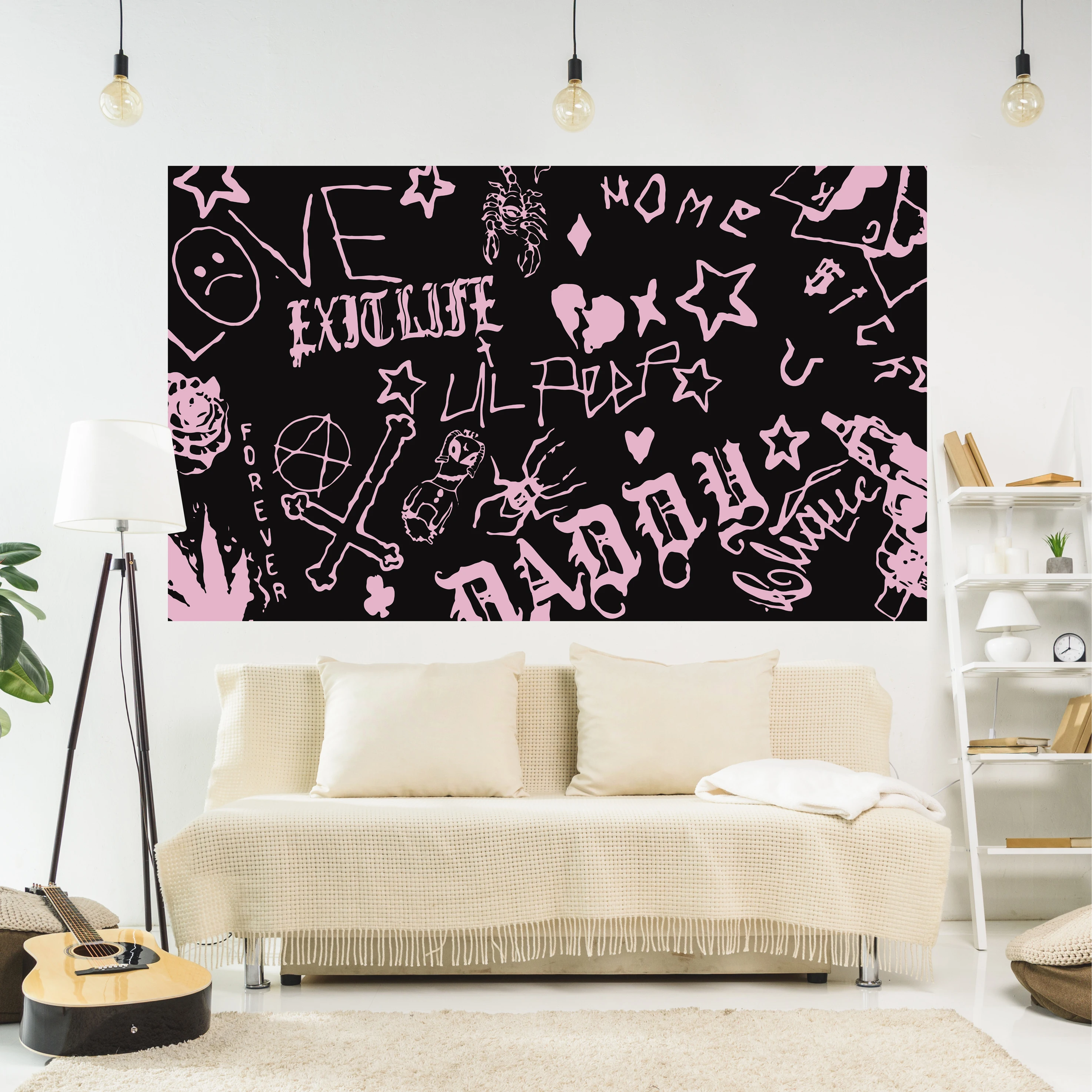 Lil Peep Tapestry Black Hippie Witchcraft Printed Dormitory Or Room Decor Wall Hanging Carpets Party Backdrop Sofa Blanket