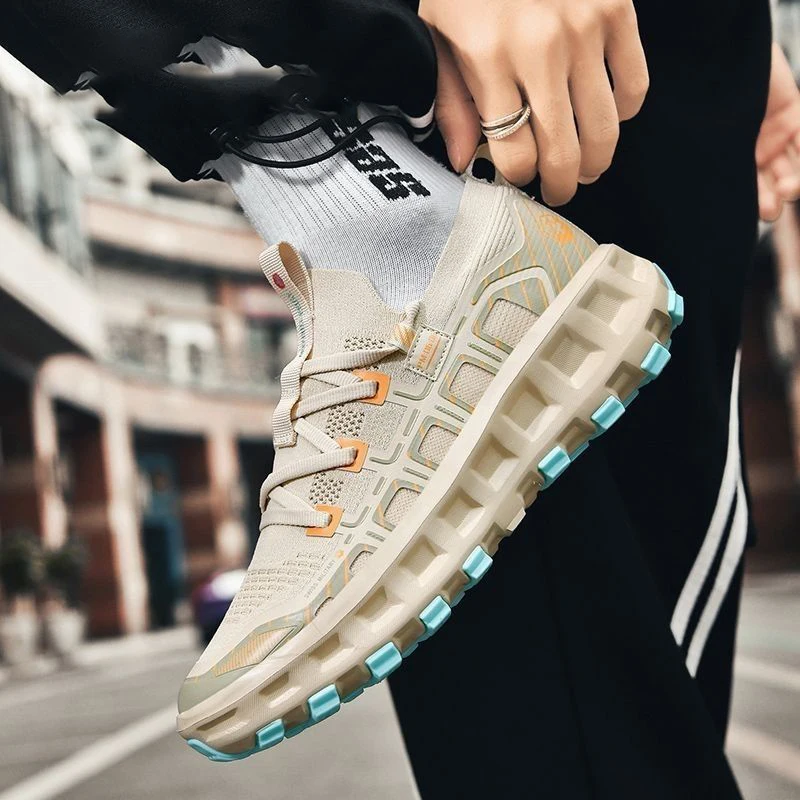 

Summer Round Toe Thick Bottom Non-slip Couple Sneakers Outdoor Walking Shoes Breathable Comfortable Men's Sneakers