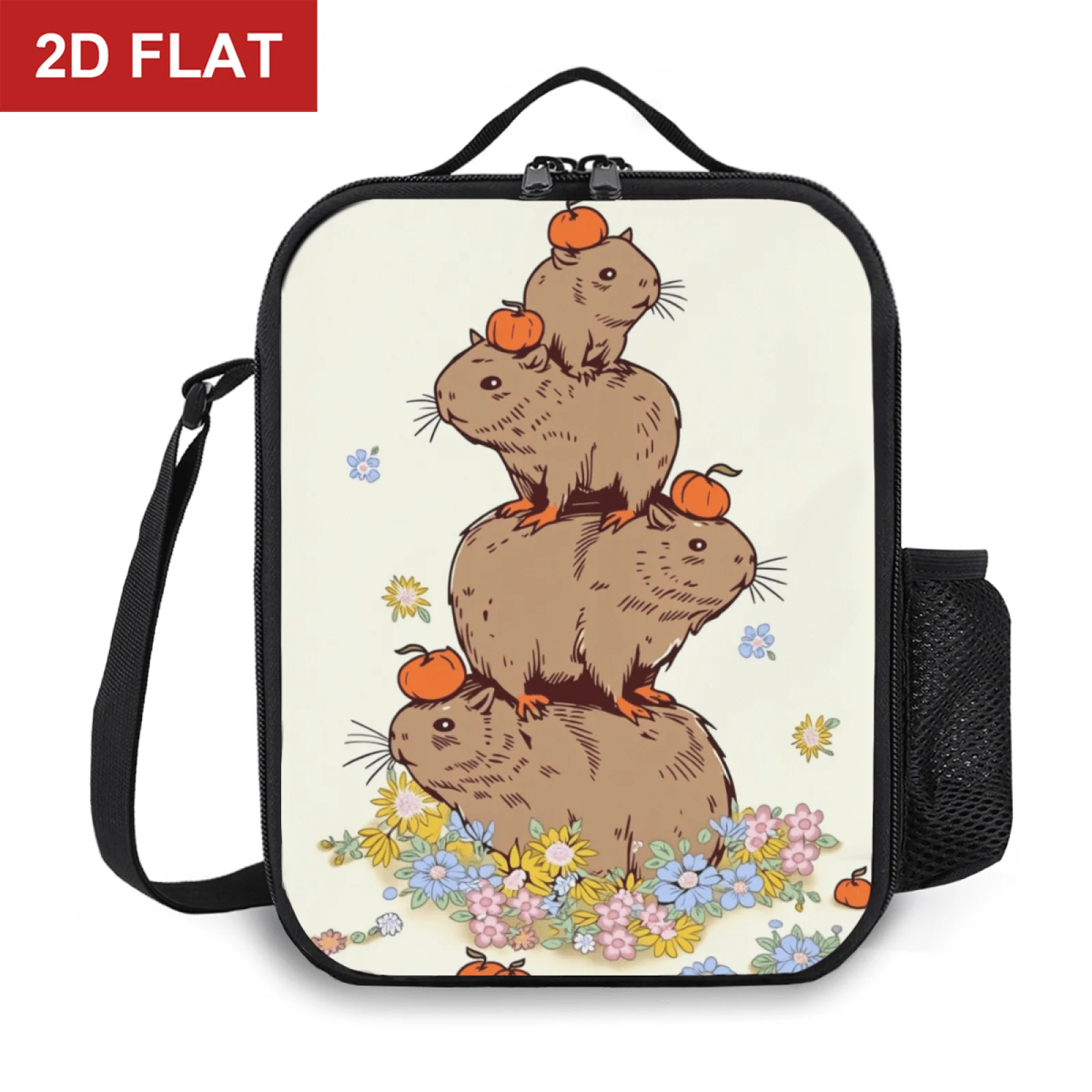 Capybara Pattern Oxford Cloth Meal Pack Suitable for Picnic Commuting Thermal Cooler Lunch Tote Office Picnic Travel