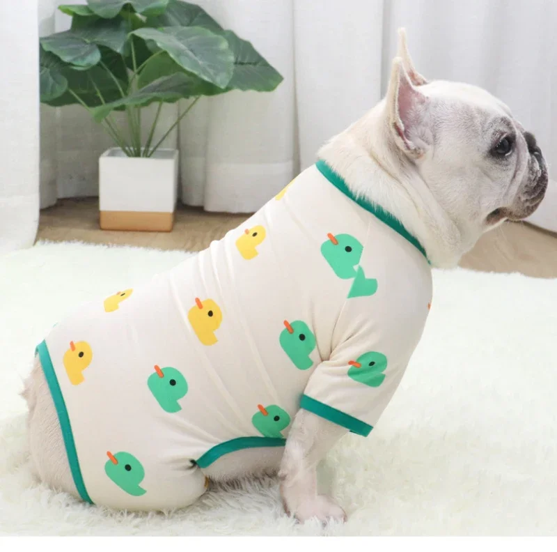 Пижама с французским бульдогом, комбинезон, весна-лето, одежда для собак-мопсов, пижамный пудель, бишон, шнауцер, французские костюмы для собак, одежда