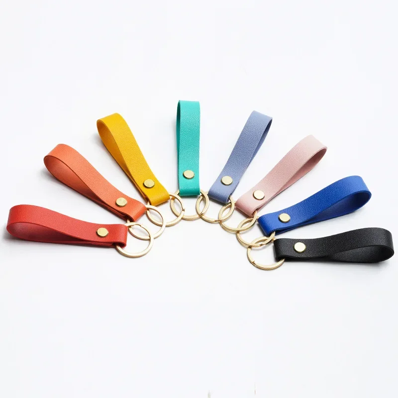 Customized PU Leather Keychain Business Gifts Leather Key Chain For Women Gifts Car Key Strap Waist Wallet Keychains Keyrings