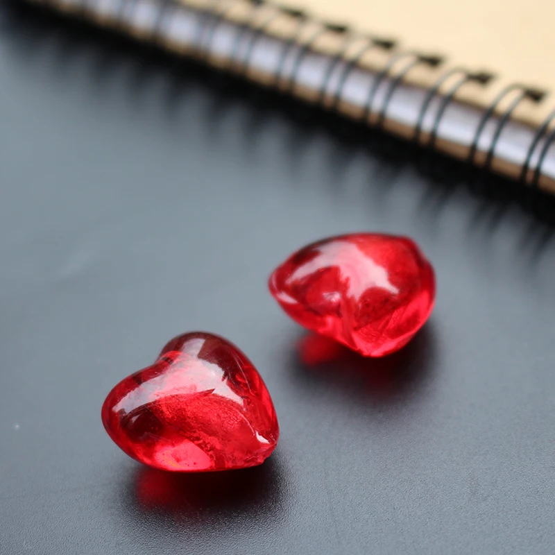 10Pcs 20mm Handmade Lampwork Glass beads Red Heart Loose Beads  Foil Beads for jewelry Bracelet Necklace Earring Craft DIY Acces