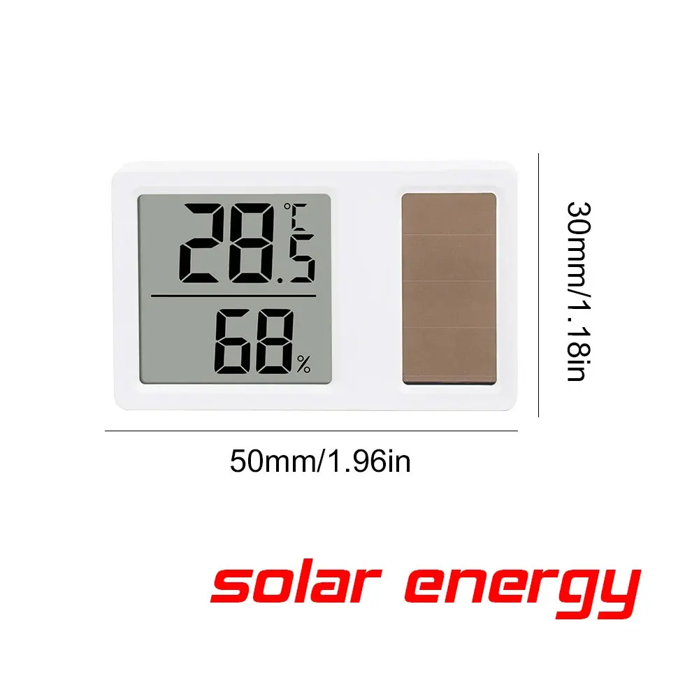 Misuratore di temperatura e umidità a energia solare Mini misuratore di rilevamento elettronico digitale della temperatura dell\'umidità portatile