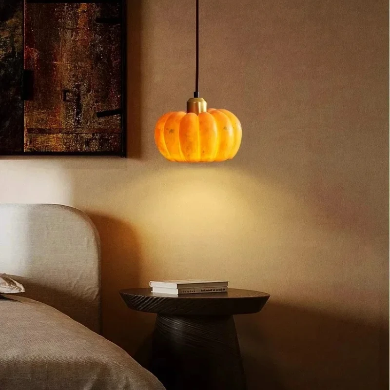 Imagem -02 - Modern Pumpkin Pendant Light Lâmpada Led Laranja Lustre Estilo Wabi-sabi para Sala de Jantar Bar e Quarto Decoração de Casa