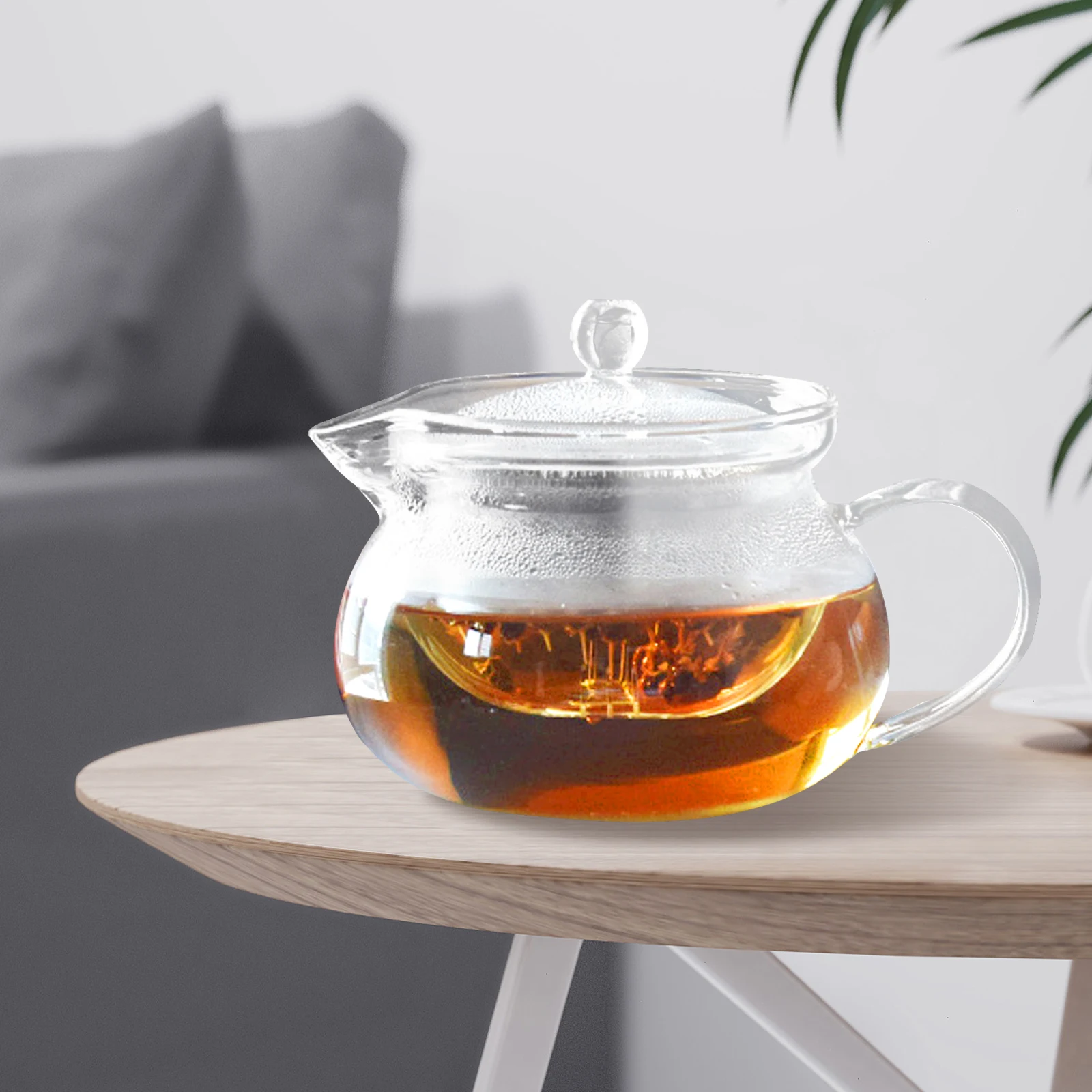 

Transparent Glass Tea Pot Heat Resistant Modern Teapot Small Tea Brewing Pot Strainer Loose Leaf Infuser Kettle for Home Office