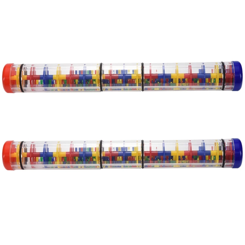 

2X Large Rainstick Rattle Toy 15.75 Inch - Long Color Noise Stick Rainbow Grains Inside