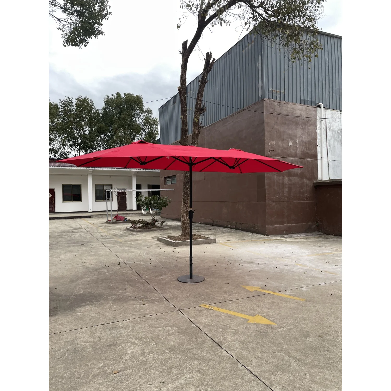 15Ftx9FtDouble-Sided Patio Umbrella Outdoor Market Table Garden Extra Large Waterproof Twin Umbrellas with Crank and Wind Vents