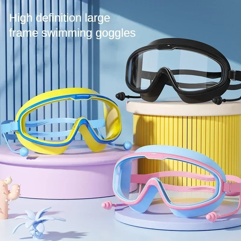 Kids swim goggles big glass len for child boy girl big goggle berenang budak kanta mata besar kanak swim glass