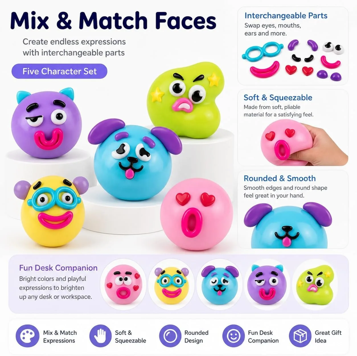 Hundegesicht-Squishy-Spielzeug, weich, formbar, niedlich, langsam aufsteigend, Quetschspielzeug, entspannendes sensorisches Fidget-Spielzeug für Erwachsene, Zuhause, Büro, Spiel, Geschenk ﻿ – Detail 2