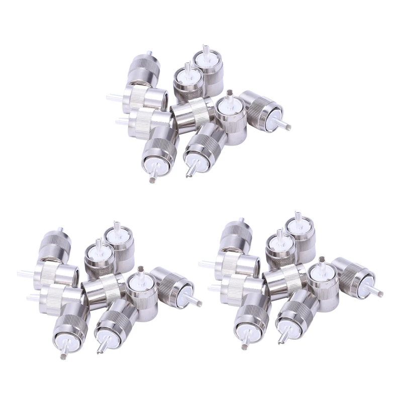 

30Pcs Connector UHF Male PL259 Plug Solder RG8 RG213 LMR400 7D-FB Cable Silver