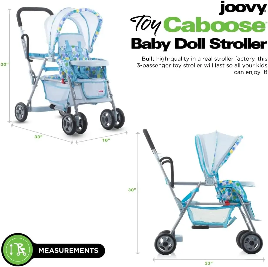 Joovy Toy Caboose Baby Doll Stroller Featuring Reclining Front Seat, Adjustable Footrest, Storage Basket, Extendable Canopy, and