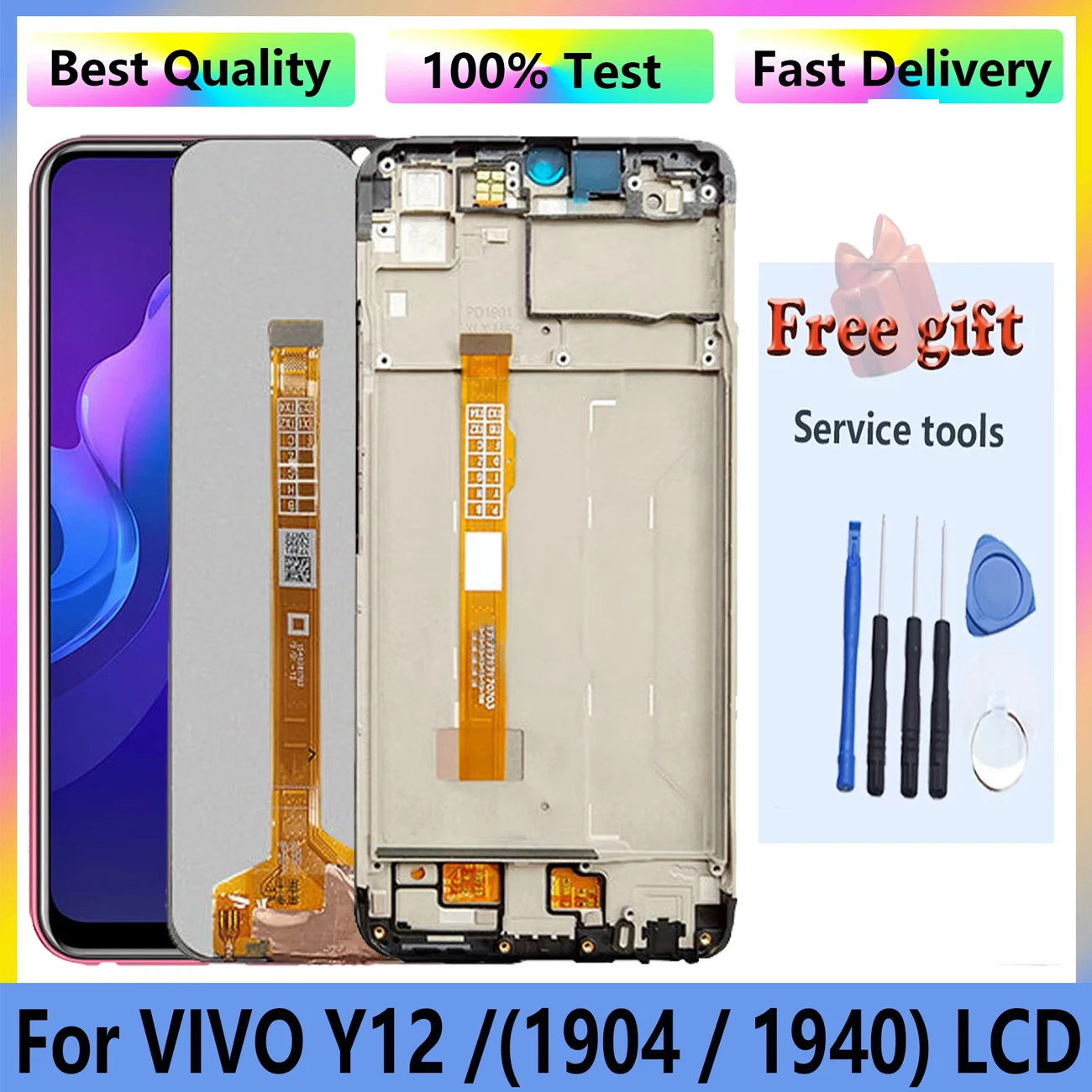 Écran tactile LCD d'origine pour VICalculator Y12 1904 1940, complet avec cadre standard, pièces de rechange