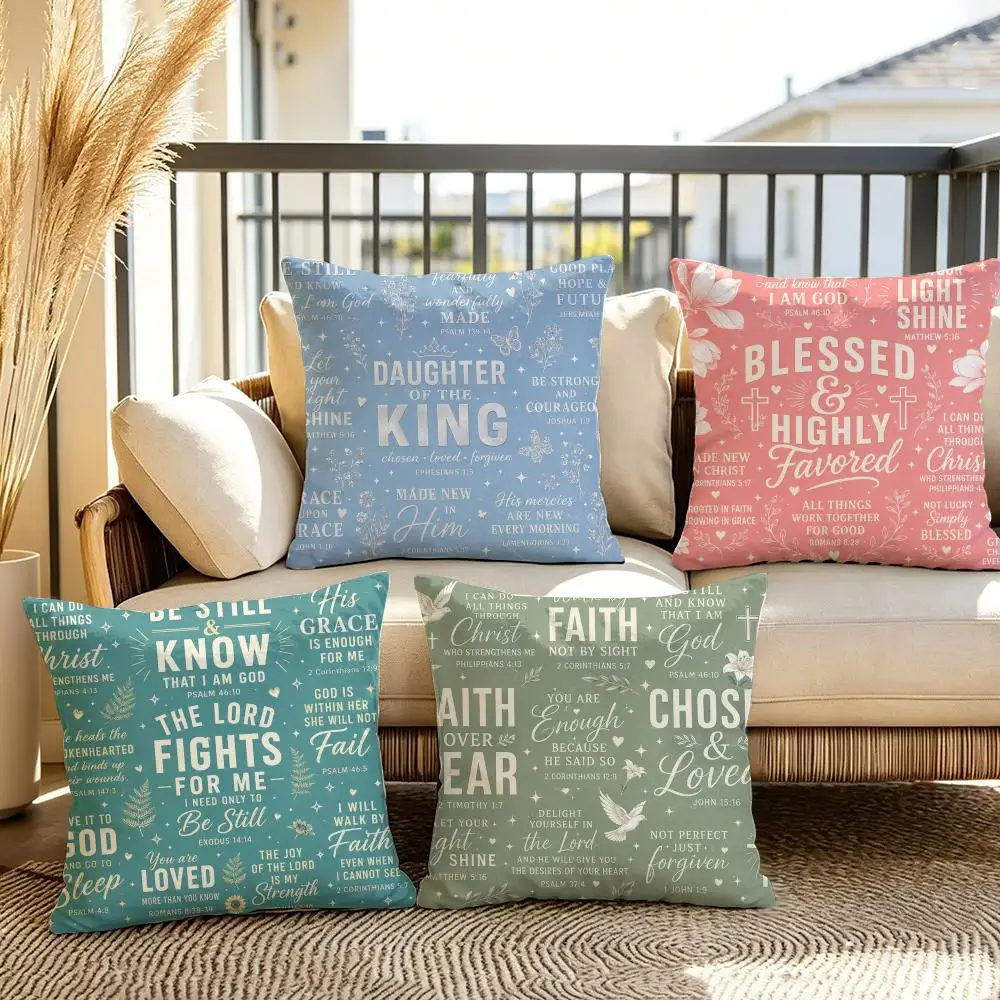 Faith Above Fear Cushion Cover Soft Plush Throw Pillow Cover Double-Sided Decorative Cushion Case Sofa Bedroom Home Decor