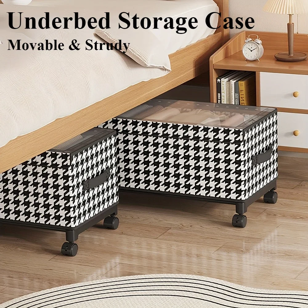 

Clothes Storage Box With Wheels Chest Of Drawers Underbed Movable Non-Woven Rolling Desk Multifunctional Clothing Organizer Desk