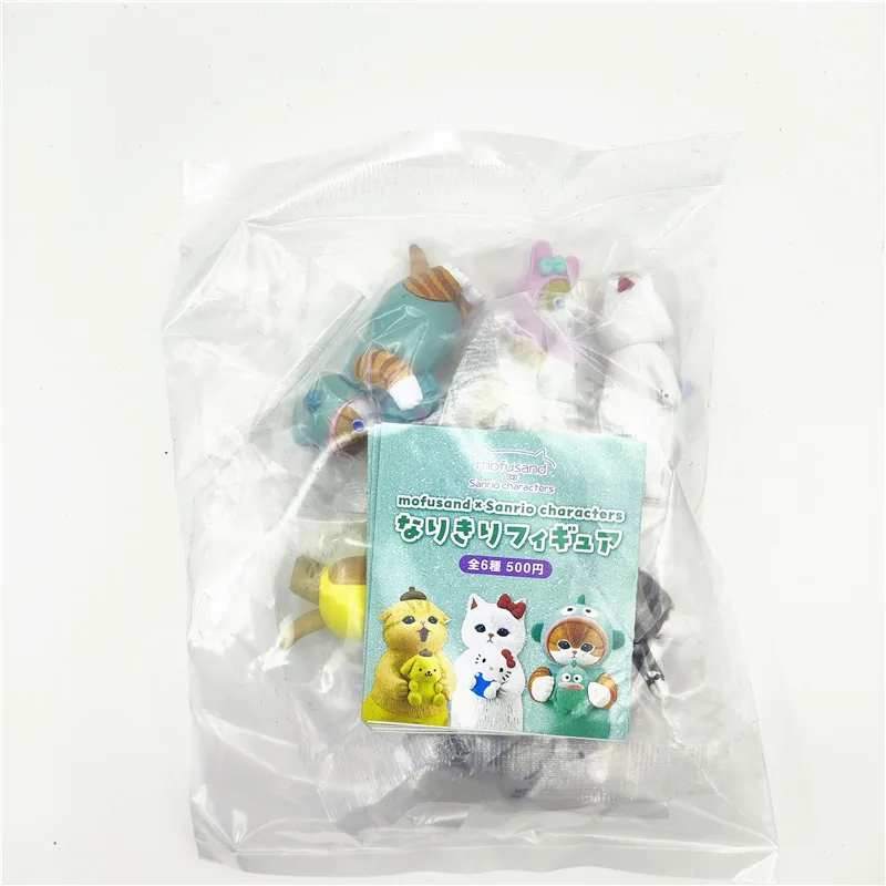 Sanrio-figuras de acción de 5,5 Cm, juguetes de Anime, Cinnamoroll Kuromi, Gato Hark, Hello Kitty, Hangyodon, regalo para mascotas, 6 unidades por