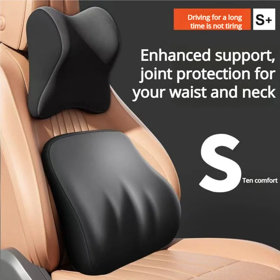 

Car Memory Foam Headrest Car Neck Pillow Lumbar Waist Cushion Universal Waist Support Car Seat Pillow Accessories Interiors