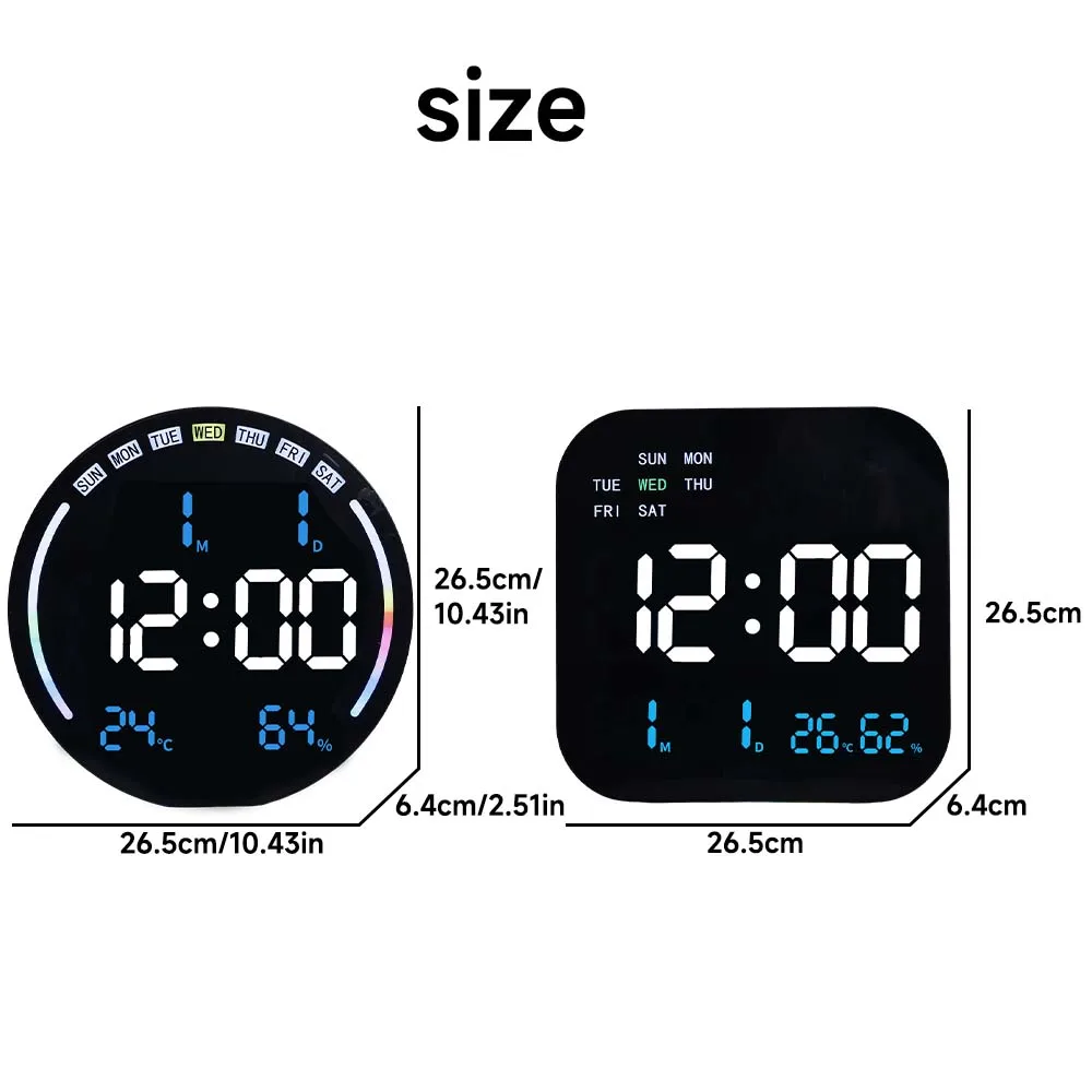 LED Large Digital Wall Clock with Remote Control Temperature Humidity Date Week Display Countdown Timing Clock Home Decor