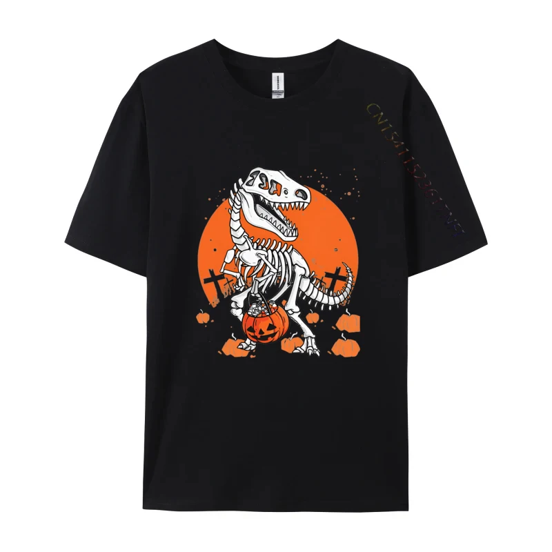 

Halloween For Dinosaur T Rex Skeleton T-shirts Hip Hop Printed Tshirt Cotton Men Simple Style Men Tees