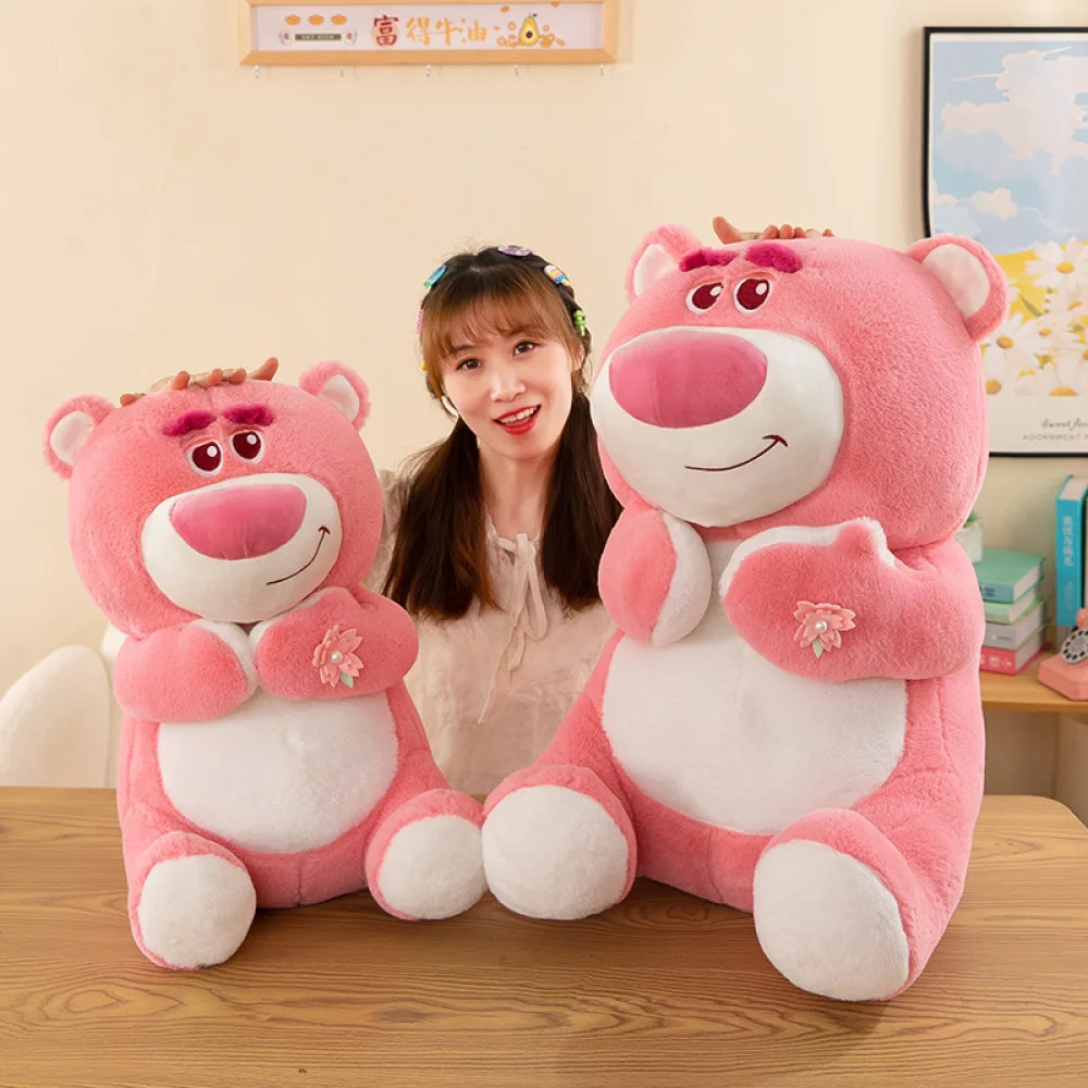 

New Cherry Blossom Bear Plush Toy Doll Cute Pink Hugging Strawberry Bear Girl Pillow Doll Cartoon Little Bear Children's Gift