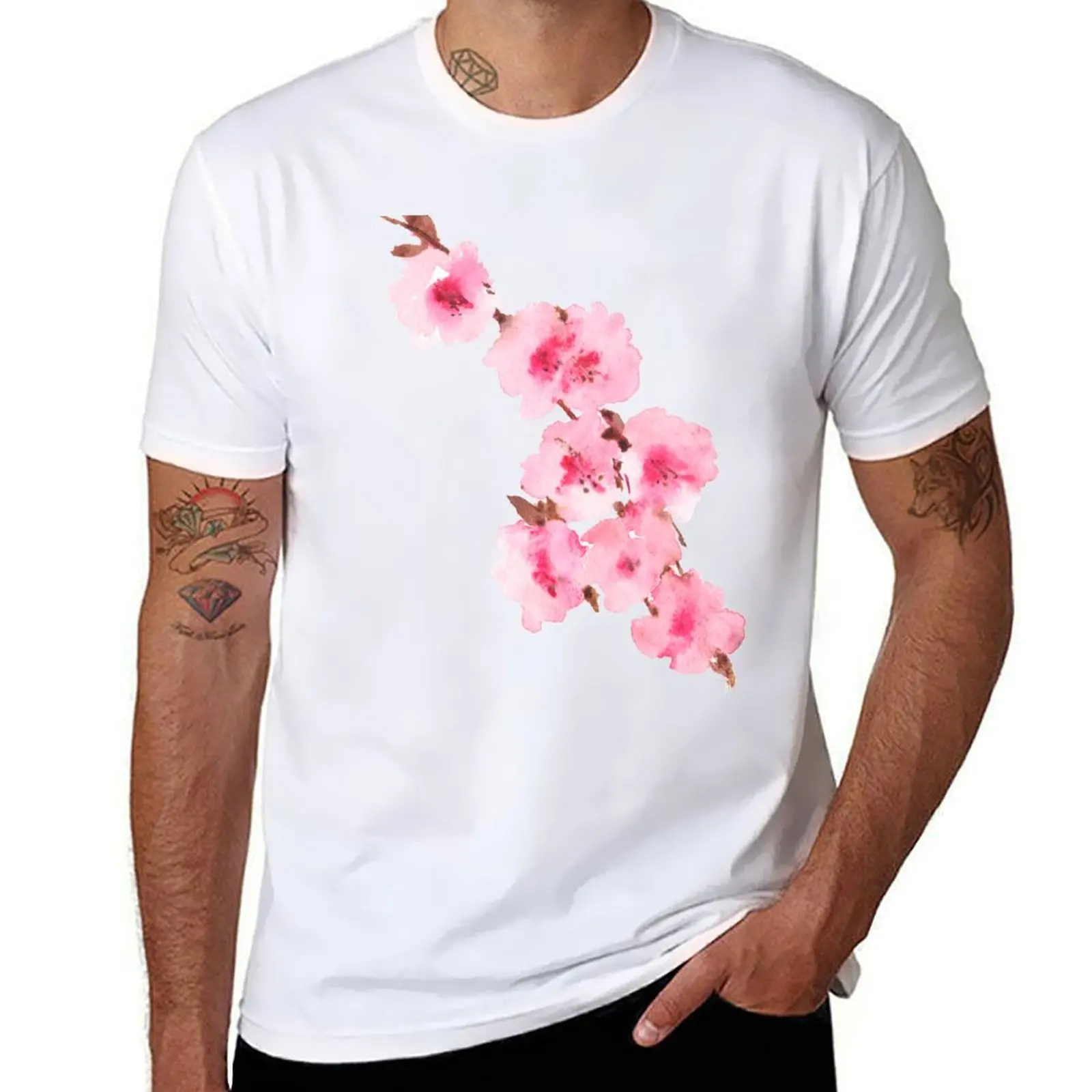 

Sakura Cherry Blossom T-Shirt t shirts for man pack cotton anime tshirt T-Shirt