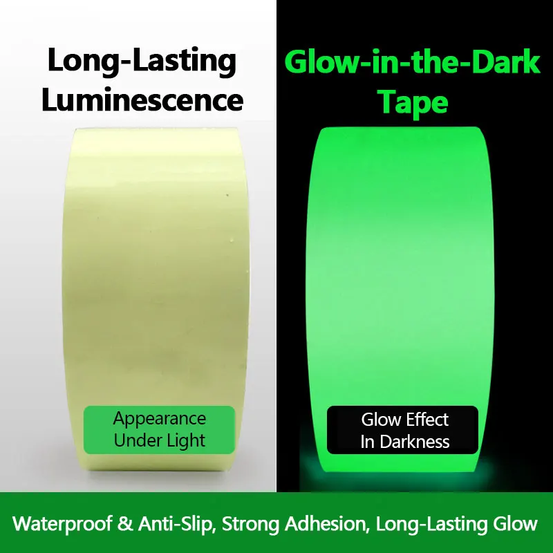 Glow-in-the-Dark Tape Green Fluorescent Strip for Vehicles Self-Luminou Decorative Warning Positioning Sticker Anti-Slip Marker