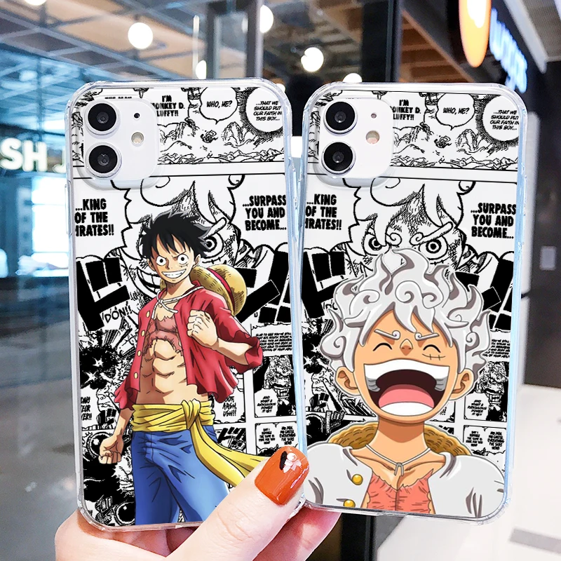 

Luxury Anime One Piece Luffs For iPhone 15 14 13 12 11 XS XR X 8 7 SE 6 Pro Max Plus Mini Transparent Soft Phone Case