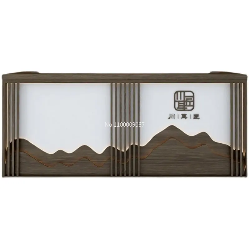 New Chinese Style Cashier Retro Tea House Beauty Salon Foot Bath  Collection Hall Bar Counter Custom Front Desk Reception Desk