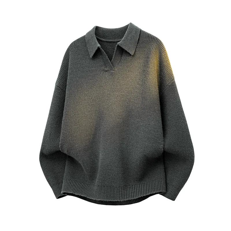 

Men's Knitted Sweater with Turn-Down Collar, British Business Style, High-End Feel, Suitable Autumn and Winter