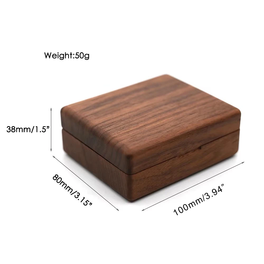 10*8cm Personalized Engraved Wooden Jewelry Box With Bag Ring Earrings Holder Big Walnut Jewels Storage & Display Box Free Logo