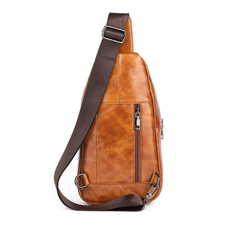 Men Original Genuine Leather Crossbody Bags Men Casual Vintage Chest Bag Sling Bag Design Travel One Shoulder Bag Daypack Male