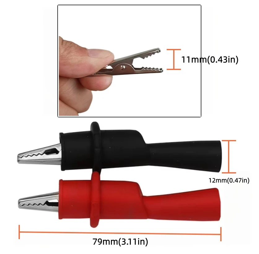 1 Stück Krokodilklemmen-Testklemmen-Set, rot-schwarze Kabelspitzen, 10A 1000V Multimeter-Testkabel für AC/DC-Leistungsmessung – Detail 3
