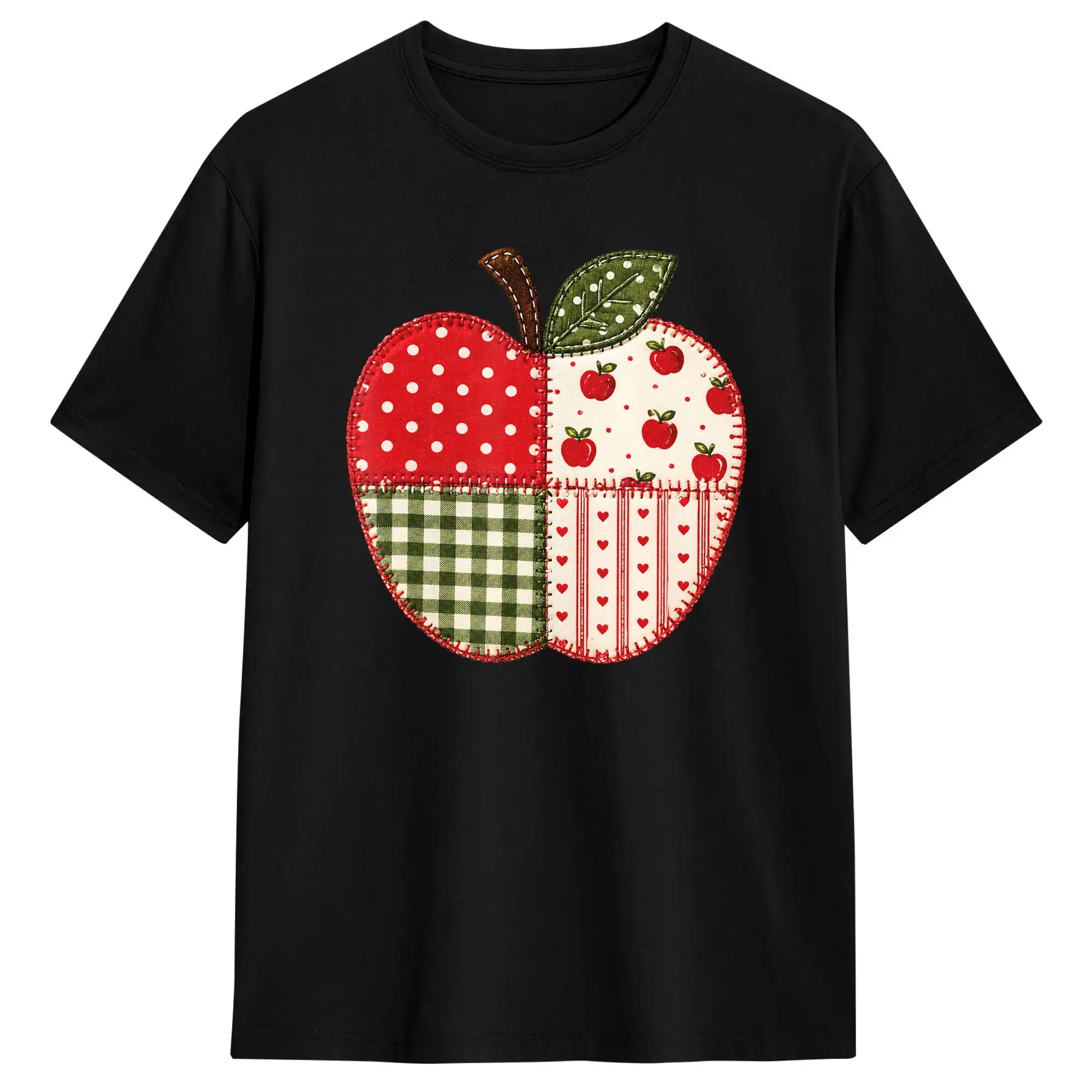Apple Gingham Polka Dot Teacher Classroom Back to School T Shirt Summer Vintage T Shirts Cotton Hippie Tee Shirt Men Top Tees