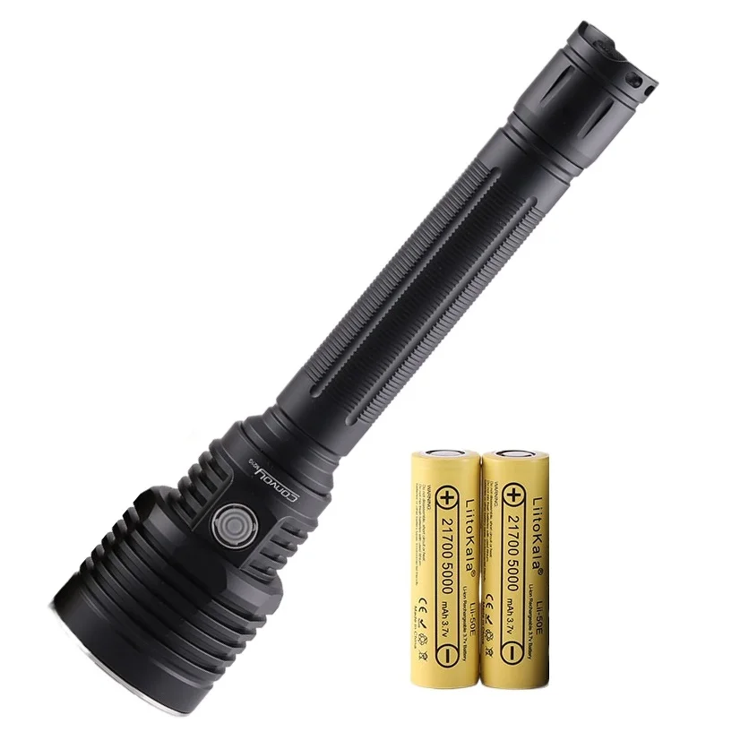 Powerful LED Flashlight XHP70.3 HI 5200LM Police Light by 2*21700 Battery for Long Endurance Camping Fishing