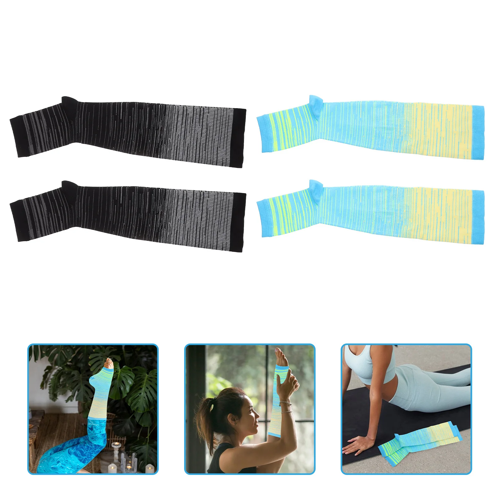 

2Pairs Open Toes Compression Socks Wide Size Knee High Supports for Pilates Yoga Toeless Athletic Socks