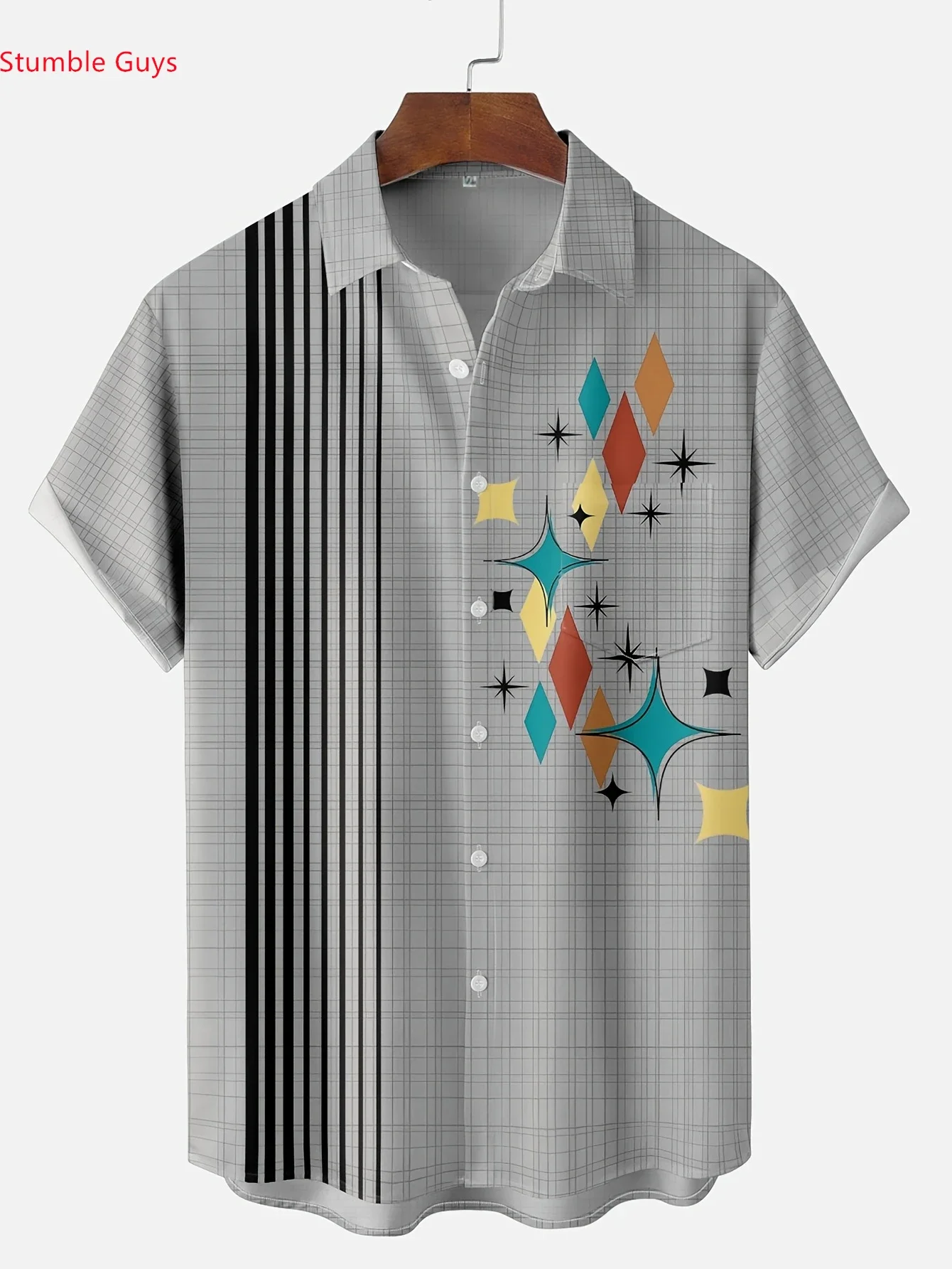 Men's Trendy High Street Hawaiian Shirt Summer Man Short Sleeve Bold Beach Print Comfortable Breathable Tops