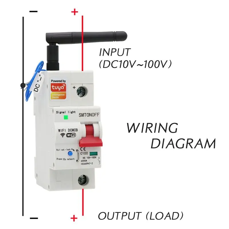 A41Z-Tuya Smart Life Wifi DC Smart Circuit Breaker 12V 24V 48V Overload Short Circuit Protection For Alexa Google Home