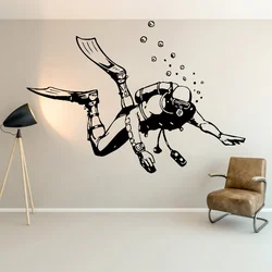 Scuba Diving Wall Decals Diver Sport Ocean Sea Wallsticker Vinyl Home Decor for Bathroom Bedroom Nursery Decoration Sticker Q068