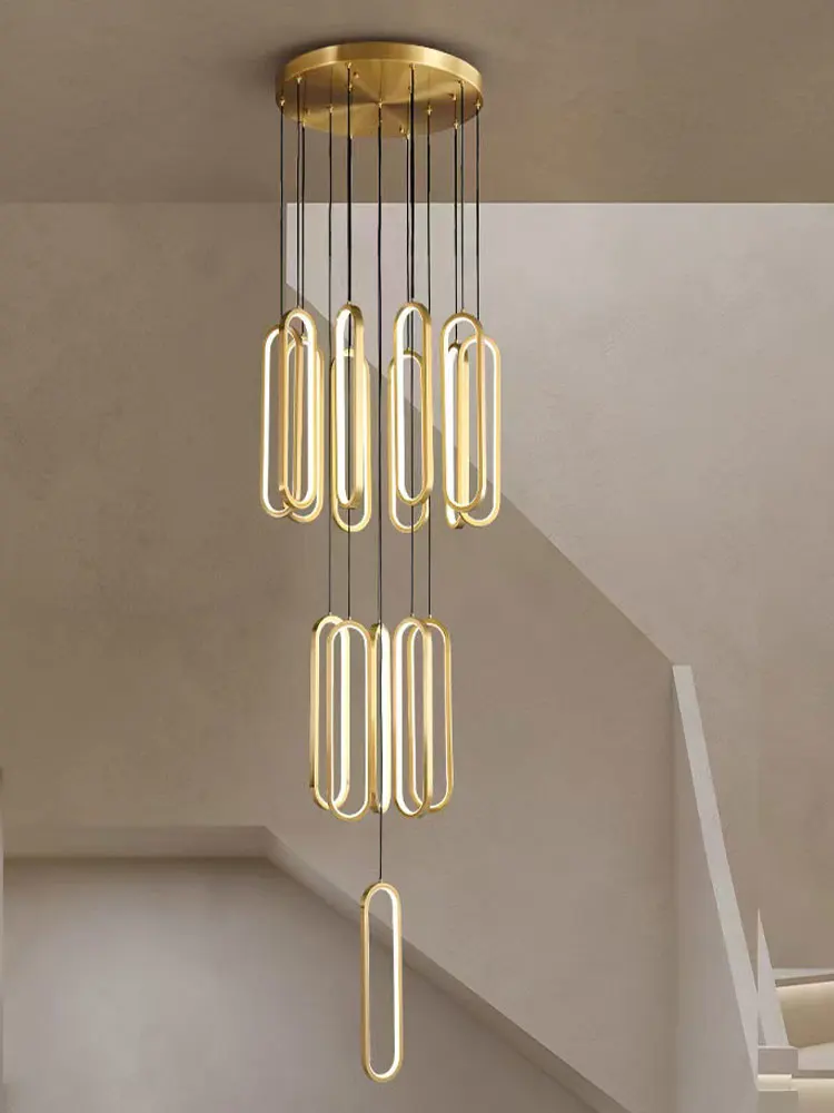 

Modern LED Staircase Branch Chandelier Minimalist Duplex Living Room Dining Table Lighting Designer Hotel Long Chandelier