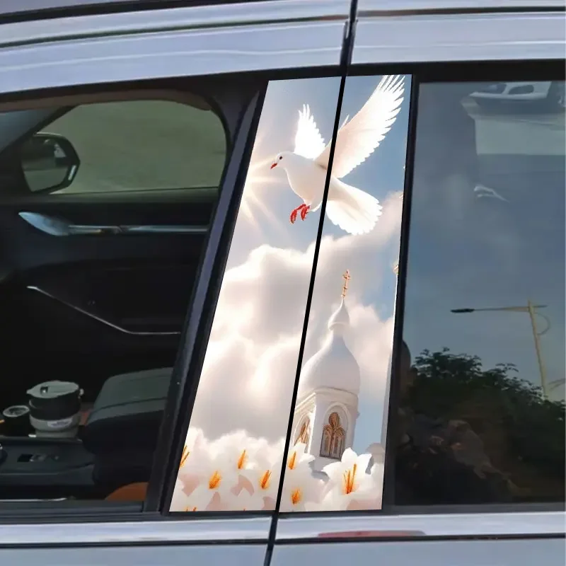 

1PC Sacred Dove Car Stickers Auto B Pillar Waterproof Decoration Cover Scratches DIY Car Doors Pillar Sunscreen Vinyl Decals