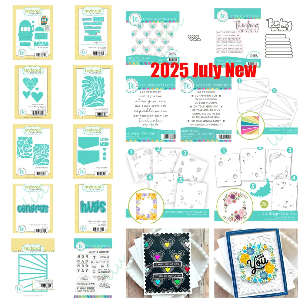 

2025 July New Petal Pusher Congrats Hugs Die Set Metal Cutting Dies Stamp Stencil for DIY Handmade Scrapbook Greeting Card Diary