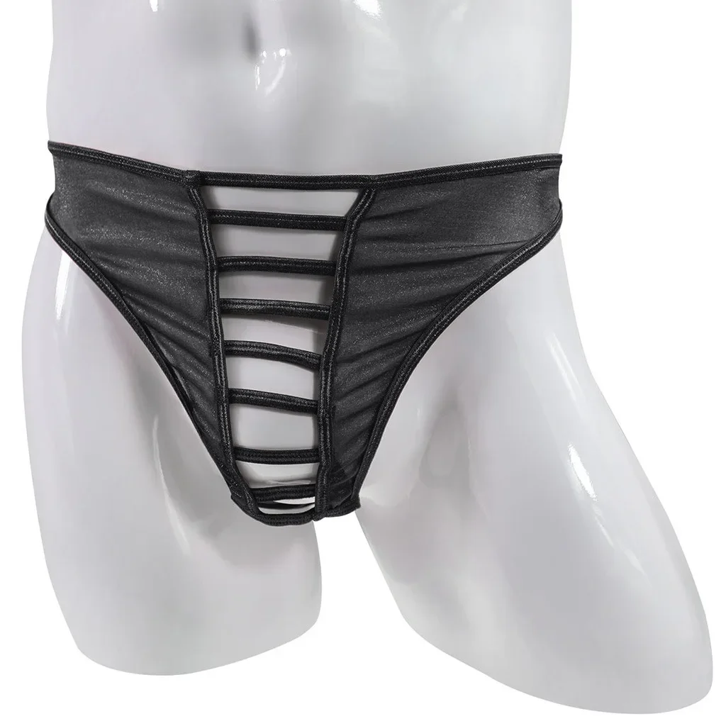 Men‘s Erotic Underwear Gay Sexy Open Crotch T Back Thong Front Hollow Out Exposed Cock Underpant Sissy Porn Open Buttock Panties