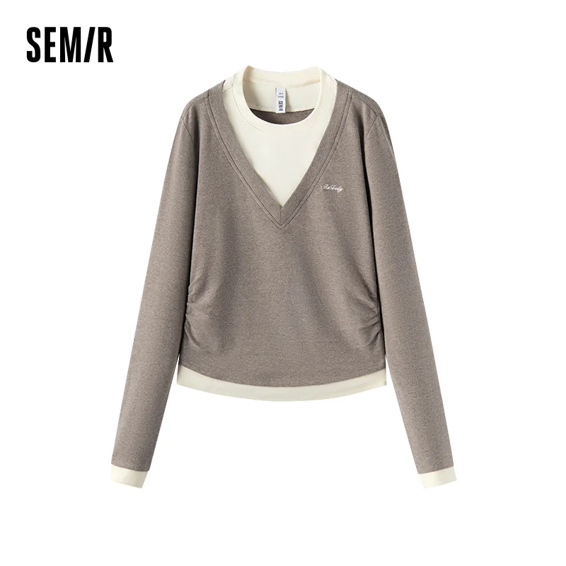 Semir Women Knit Tshirt Antibacterial Thermal Warmth Slim Fit Layered Look 2026 New Winter Daily Wear Urban Casual Style