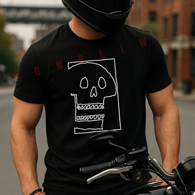 

Summer Funny Skull Graphic T-Shirt Men Women Moto Breathable Quick Drying Racing Suit Short Sleeved Sports T Shirt