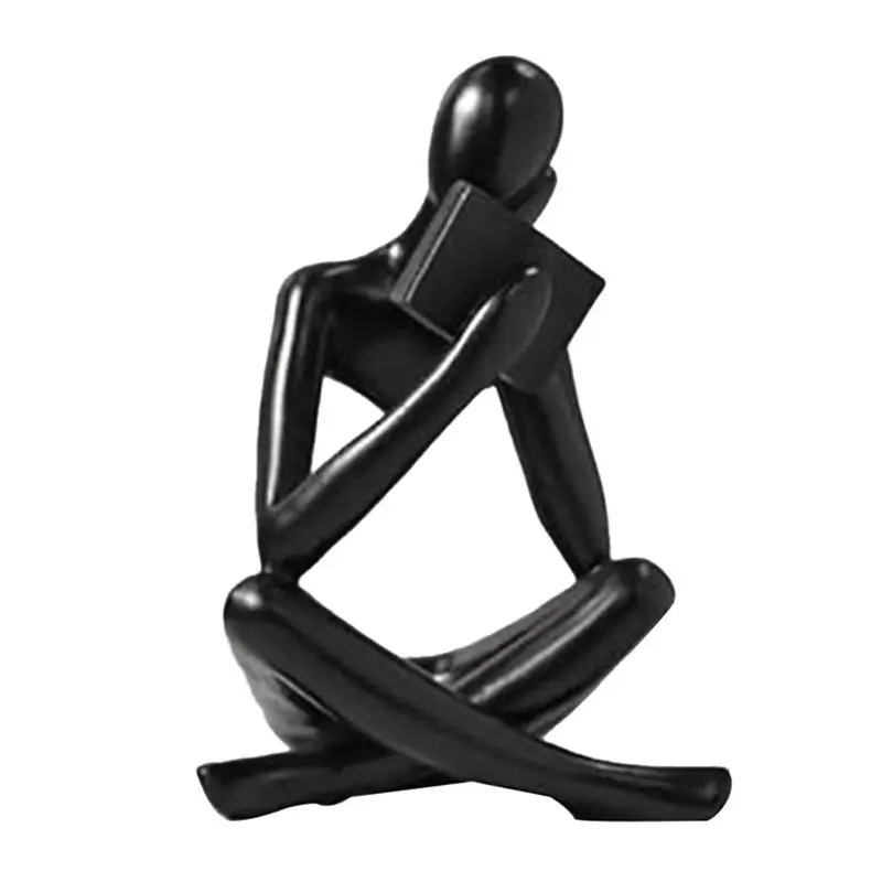 BAAJ-Thinkers Sculptures,Black Thinkers Resin Statue Reading Ornament,Thinkers Sculpture Decoration, Modern Book Decor Durable A