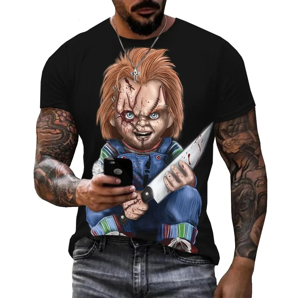 New Horror Movie Summer Bride of Chucky 3D Printed Fashion Short Sleeve T-shirt Casual Round Neck T Shirt Men Women Harajuku Top