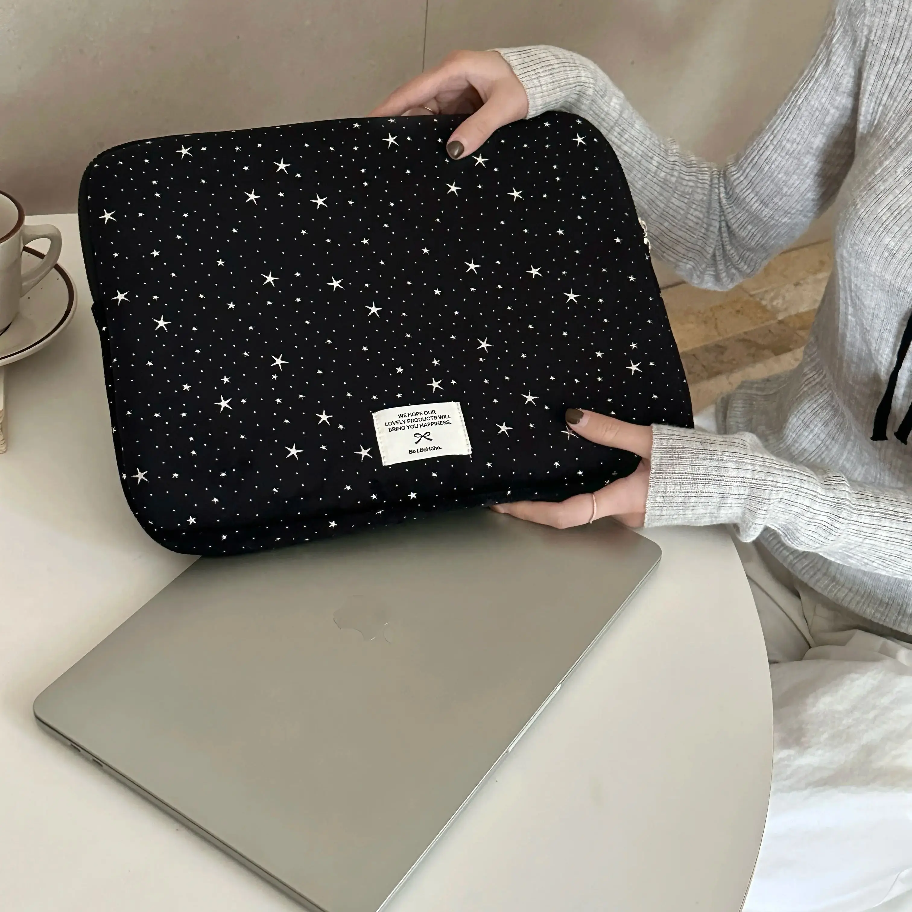 حقيبة كمبيوتر محمول مقاس 16 بوصة لجهاز MacBook 9-11/13-14 بوصة حافظة كمبيوتر لوحي احترافية لجهاز iPad، حافظة كمبيوتر محمول مطبوعة بنجوم لفتاة لطيفة فقط