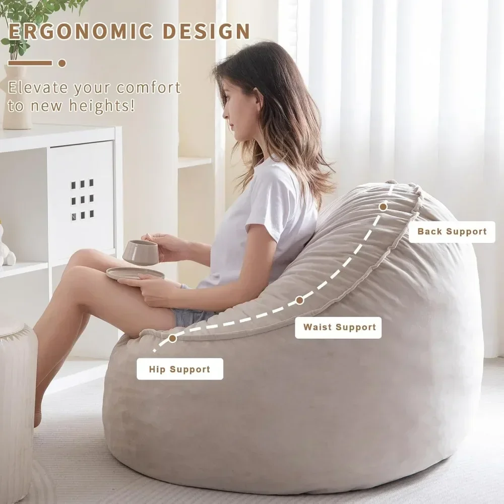 Adult bean bag chair, Sherpa lazy sofa, bean bag chair with pockets, living room bean bag sofa, accent floor chair Sofas