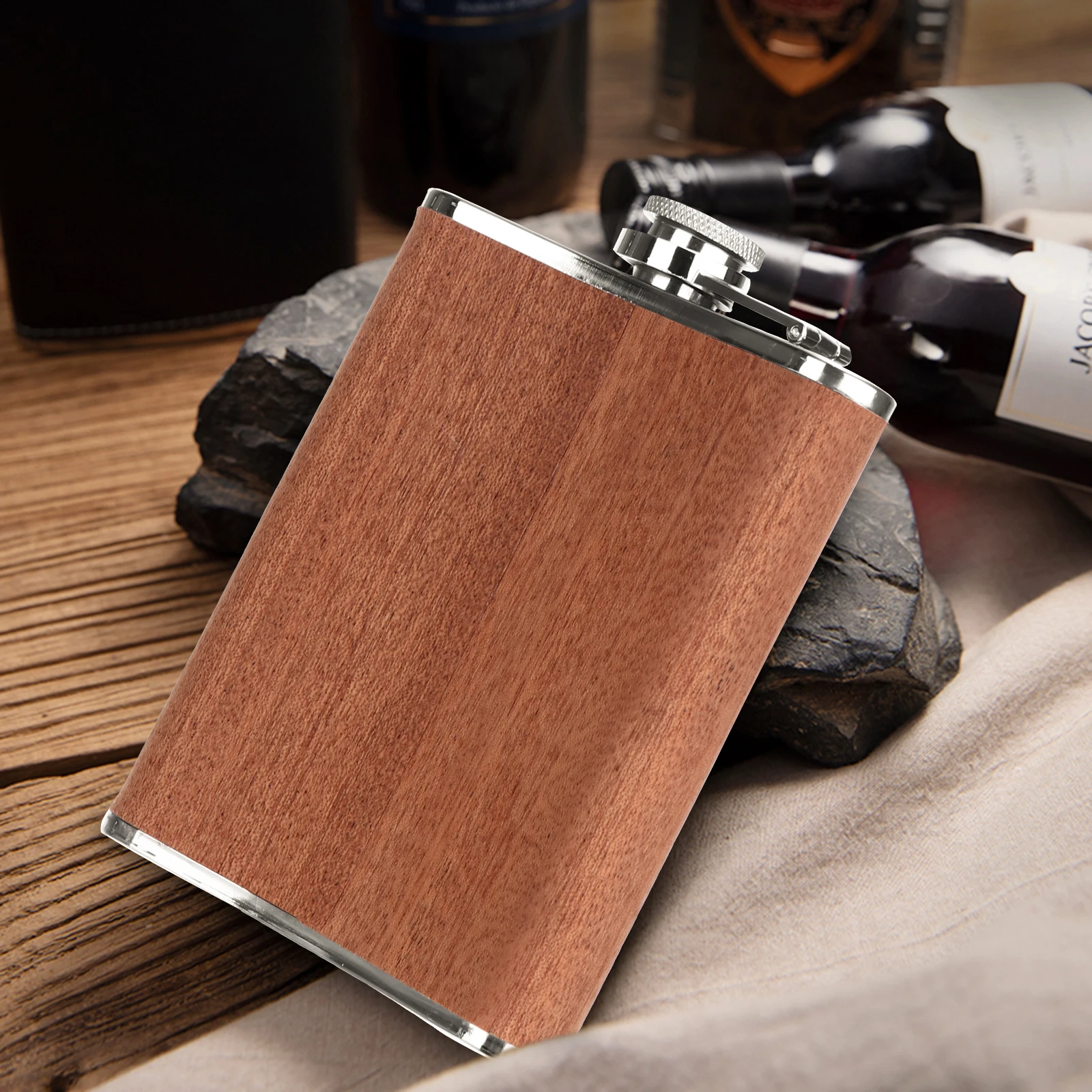 

1pc Portable Alcohol Flask Mini Jug Insulated Stainless Steel Compact Flat Design Suitable Fishing Camping High Quality PU