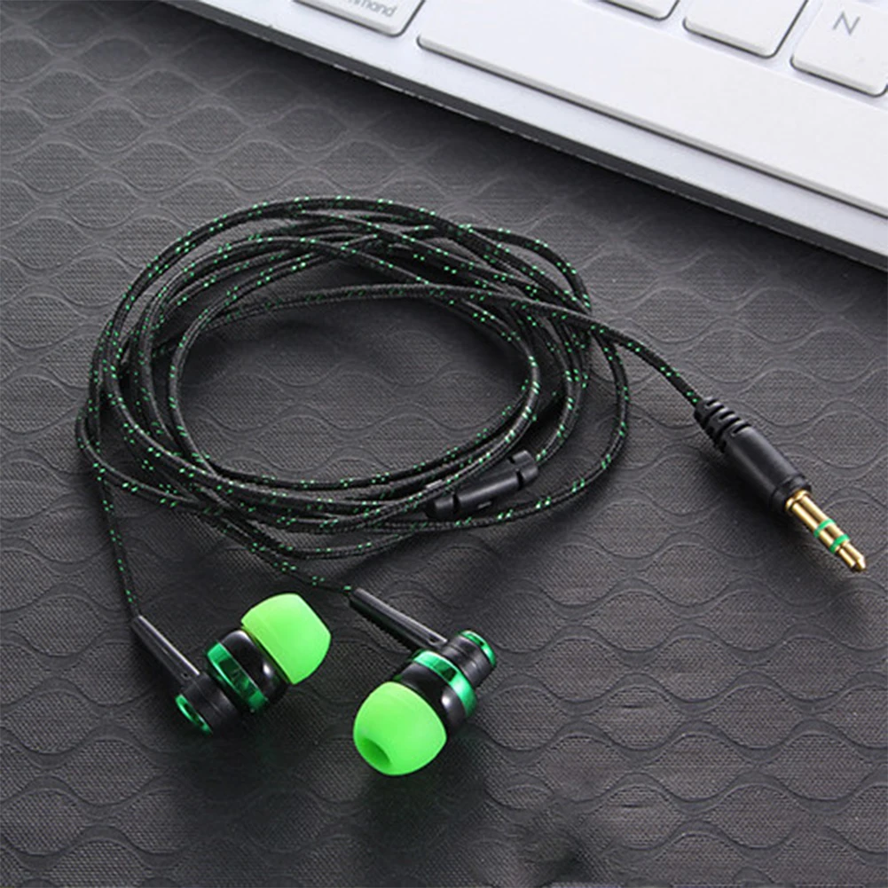 Wired Earphone Stereo In-Ear 3.5mm Nylon Weave Cable Earphone Headset For Laptop Smartphone Gifts Headphones