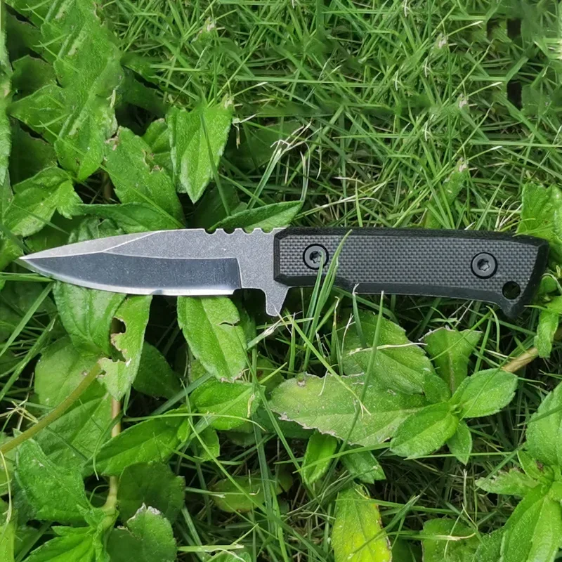 Pocket knife Outdoor Small Straight Knife, Stainless Steel Blade, Plastic Handle with Knife Cover, Camping and EDC Cutting Tool